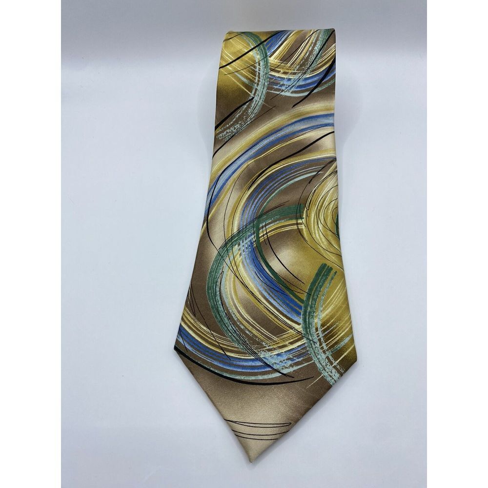 Jerry Garcia Collections 55 Clockworks Gold Blue 100% Silk‎ Men's Necktie